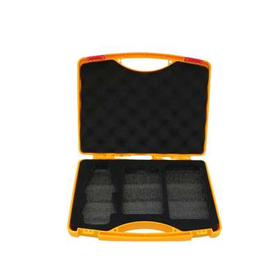 China manufacturer customized bright yellow plastic packing tool case with red clip locks for binoculars